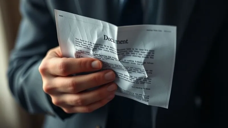 A photorealistic, professional photography, 8K, cinematic lighting, sharp focus, depth of field, shot on a high-end DSLR of a person's hand holding a crumpled, official-looking document, with another hand gently touching it in a gesture of comfort. The background is softly blurred, suggesting a somber, intimate setting. A photorealistic, professional photography, 8K, cinematic lighting, sharp focus, depth of field, shot on a high-end DSLR of a person's hand holding a crumpled, official-looking document, with another hand gently touching it in a gesture of comfort. The background is softly blurred, suggesting a somber, intimate setting.