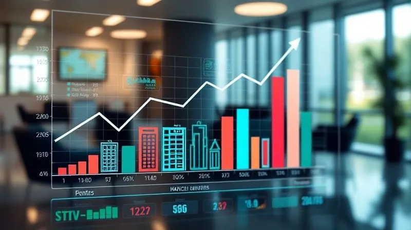 A photorealistic image of a diversified financial portfolio represented by various investment symbols (stocks, bonds, real estate) arranged on a digital interface, with a clear upward trend line indicating growth. The scene is clean and professional, with cinematic lighting, sharp focus on the portfolio details, depth of field blurring a background of a modern office. 8K hyper-detailed, professional photography.