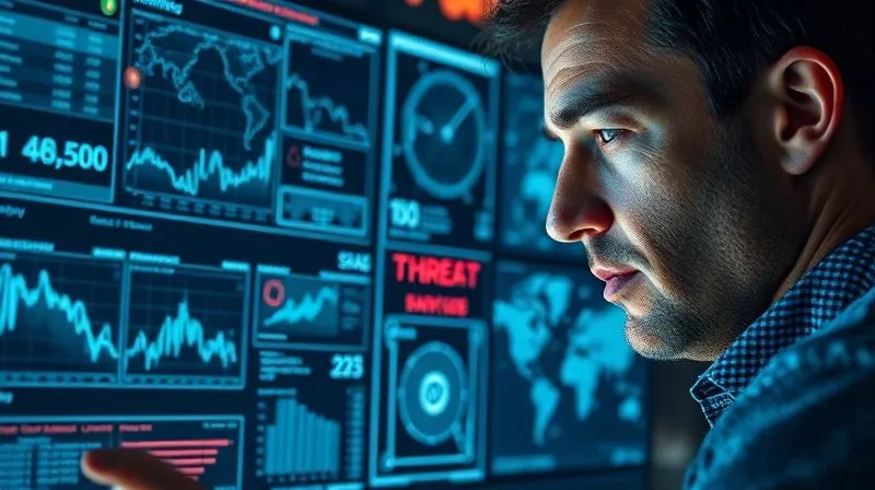 A photorealistic, professional photography, 8K, cinematic lighting, sharp focus, depth of field, shot on a high-end DSLR, depicting a cybersecurity analyst intently examining multiple holographic data screens filled with complex graphs, network maps, and real-time threat indicators. The analyst's face shows concentration, with a subtle glow from the screens, conveying high-tech vigilance and proactive defense. A photorealistic, professional photography, 8K, cinematic lighting, sharp focus, depth of field, shot on a high-end DSLR, depicting a cybersecurity analyst intently examining multiple holographic data screens filled with complex graphs, network maps, and real-time threat indicators. The analyst's face shows concentration, with a subtle glow from the screens, conveying high-tech vigilance and proactive defense.