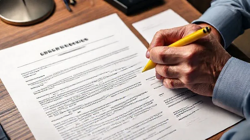 Photorealistic image of a person's hands meticulously highlighting specific clauses in a dense insurance policy document with a yellow marker, next to a formal denial letter, on a wooden desk. Professional photography, 8K, cinematic lighting, sharp focus on the documents, depth of field blurring the background, shot on a high-end DSLR.