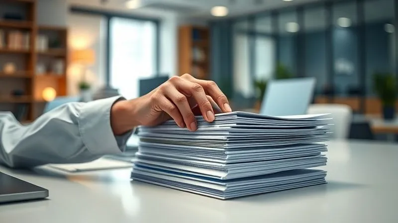 A photorealistic, professional photography, 8K, cinematic lighting, sharp focus, depth of field, shot on a high-end DSLR, showing a person's hand meticulously organizing a stack of legal documents and files on a clean, modern desk, with a focused expression. The background is blurred, suggesting a busy but organized office environment. A photorealistic, professional photography, 8K, cinematic lighting, sharp focus, depth of field, shot on a high-end DSLR, showing a person's hand meticulously organizing a stack of legal documents and files on a clean, modern desk, with a focused expression. The background is blurred, suggesting a busy but organized office environment.