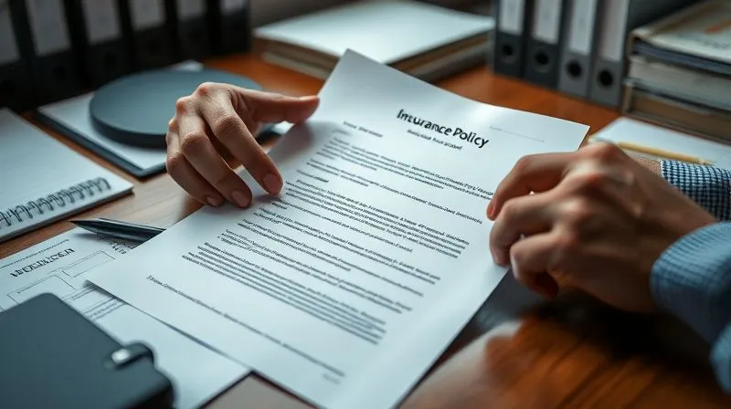 Photorealistic, professional photography, 8K, cinematic lighting, sharp focus, depth of field, shot on a high-end DSLR. A person's hands meticulously cross-referencing a detailed insurance policy document with a denial letter on a well-lit desk, surrounded by organized files, symbolizing careful review and preparation.