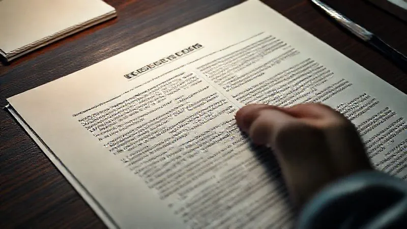 photorealistic, professional photography, 8K, cinematic lighting, sharp focus, depth of field, shot on a high-end DSLR. A close-up of an open, dense insurance policy document with complex legal jargon and clauses highlighted by a finger or pen, on a dark wooden desk. The lighting emphasizes the intricate details of the text, conveying complexity and the need for meticulous review. The mood is serious and analytical. photorealistic, professional photography, 8K, cinematic lighting, sharp focus, depth of field, shot on a high-end DSLR. A close-up of an open, dense insurance policy document with complex legal jargon and clauses highlighted by a finger or pen, on a dark wooden desk. The lighting emphasizes the intricate details of the text, conveying complexity and the need for meticulous review. The mood is serious and analytical.